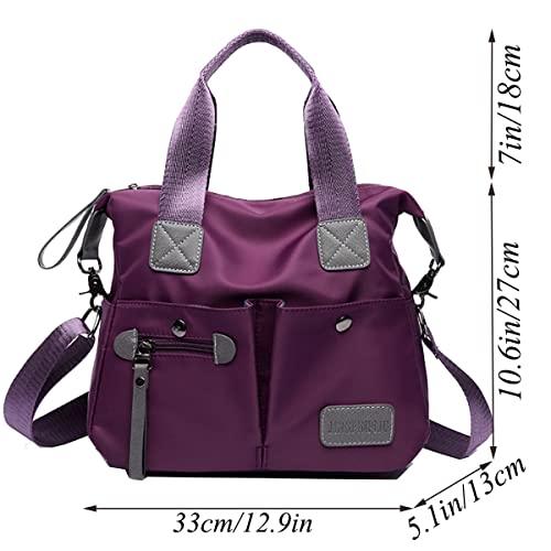 YOUNXSL Crossbody Bag for Women Waterproof Handbag Multi-Pocket Nylon Travel Shoulder Purse Purple