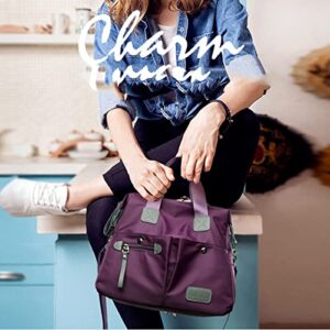 YOUNXSL Crossbody Bag for Women Waterproof Handbag Multi-Pocket Nylon Travel Shoulder Purse Purple