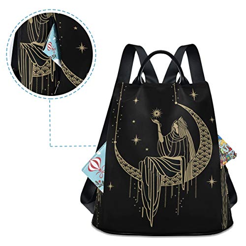 ALAZA Sacral Night Girl on Moon Trips Hiking Camping Rucksack Pack for Women