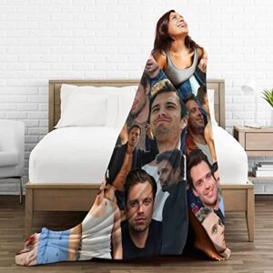 Sebastian Stan Collage Blanket Fleece Ultra-Soft Micro Throw Soft Blankets for Couch Sofa Bed 80"X60"