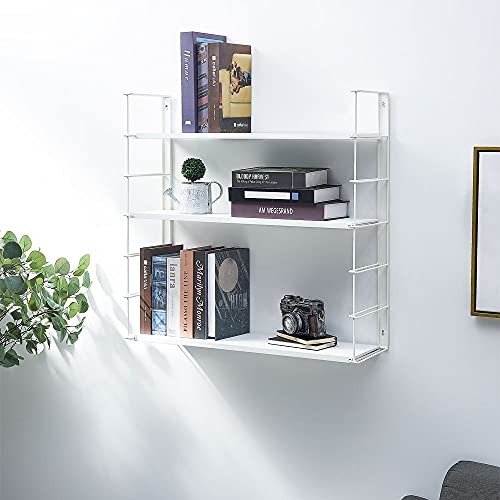 TOYLNGA Floating Shelves,3 Tier Industrial Bookcases,Wall Mounted Hanging Shelf,Modern Book Shelves Shelving for Bedroom, Living Room,Office Storage & Organization (Black)