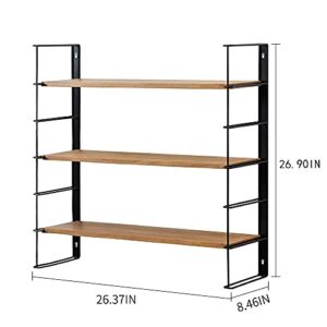 TOYLNGA Floating Shelves,3 Tier Industrial Bookcases,Wall Mounted Hanging Shelf,Modern Book Shelves Shelving for Bedroom, Living Room,Office Storage & Organization (Black)