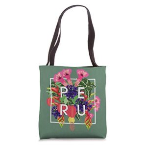 flowers of peru word art – peruvian pride tote bag