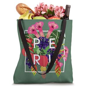 Flowers of Peru Word Art - Peruvian Pride Tote Bag