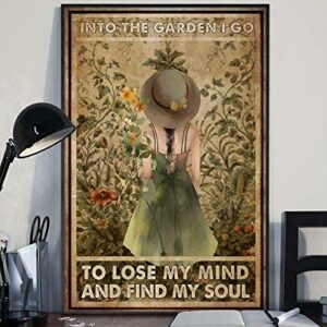 Into The Garden I Go to Lose My Mind Painting Metal Plate Vintage Coffee Wall Coffee Bar Decor Metal Sign 8x12 inch