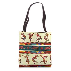 cute kokopelli native american southwest boho desert pattern tote bag