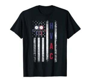 hvac technician men american flag usa vintage t-shirt