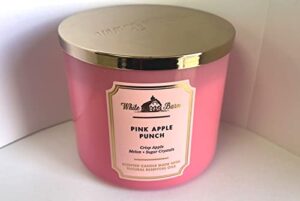 bath and body works, white barn 3-wick candle w/essential oils – 14.5 oz – 2021 core scents! (pink apple punch)
