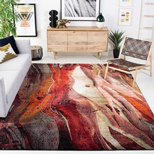 safavieh glacier collection 11′ square red / multi gla126a modern abstract non-shedding living room bedroom dining home office area rug