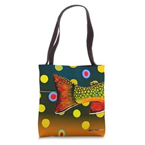 black fly brook trout skin fly fishing tote purse gear bag tote bag