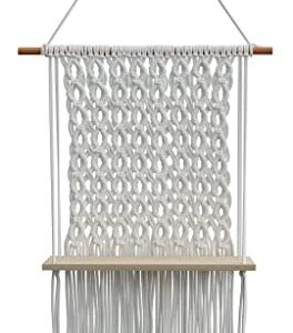 Sunshine Treasures Boho Chic Macrame Wall Hanging Floating Shelf. Colors: Natural White, Natural Wood; No Assembly Required