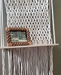 Sunshine Treasures Boho Chic Macrame Wall Hanging Floating Shelf. Colors: Natural White, Natural Wood; No Assembly Required