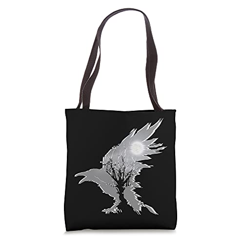 Raven Black Crow Surreal Aesthetic Death Occult Tote Bag