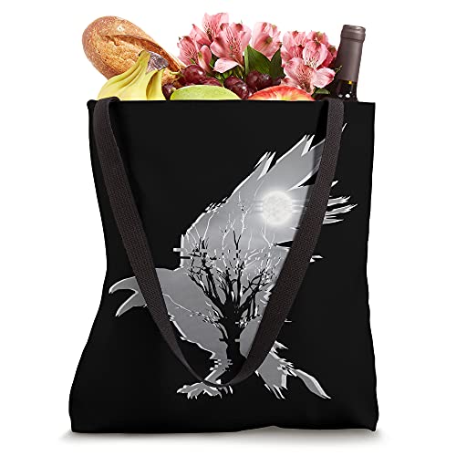 Raven Black Crow Surreal Aesthetic Death Occult Tote Bag