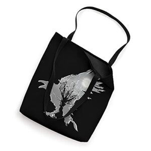 Raven Black Crow Surreal Aesthetic Death Occult Tote Bag