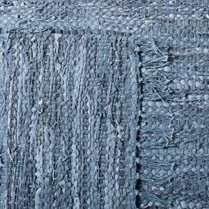 SAFAVIEH Vintage Leather Collection 8' x 10' Blue/Grey VTL501M Handmade Boho Fringe Leather Area Rug