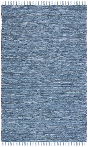 SAFAVIEH Vintage Leather Collection 8' x 10' Blue/Grey VTL501M Handmade Boho Fringe Leather Area Rug