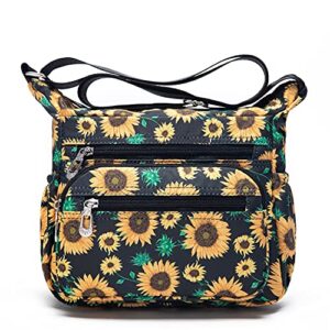 nawoshow nylon floral multi-pocket crossbody purse bags for women travel shoulder bag (sun flower)