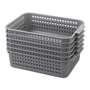 doryh 6 packs small plastic basket, grey storage basket pantry storage bins, r
