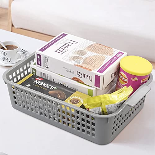 Doryh 6 Packs Small Plastic Basket, Grey Storage Basket Pantry Storage Bins, R