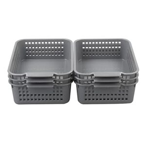 Doryh 6 Packs Small Plastic Basket, Grey Storage Basket Pantry Storage Bins, R