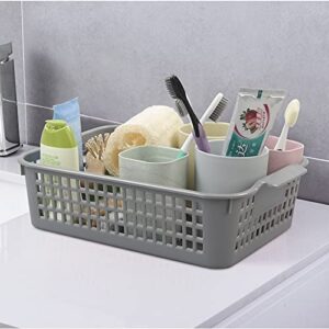 Doryh 6 Packs Small Plastic Basket, Grey Storage Basket Pantry Storage Bins, R