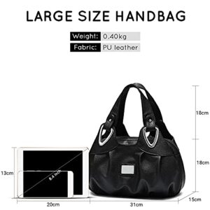 DIRRONA Fashion Women Handbag Ladies Shoulder Bag Casual Travel Tote Bag Waterproof PU Leather Handbag Womens Flower Bag Top Handle Bag Black