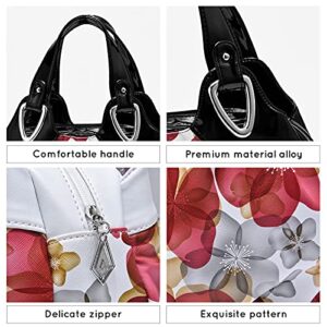 DIRRONA Fashion Women Handbag Ladies Shoulder Bag Casual Travel Tote Bag Waterproof PU Leather Handbag Womens Flower Bag Top Handle Bag Black