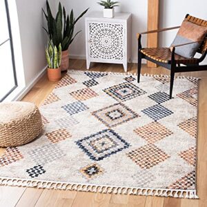 safavieh morocco collection 8′ x 10′ grey / rust mrc860f moroccan boho tribal area rug