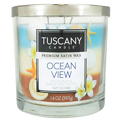 Tuscany Candle Ocean View Premium Satin Wax Candle 14oz, Blue