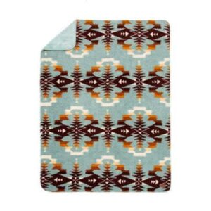 Pendleton Sherpa Fleece Reversible Blanket - King Size - Home Collection Avra Valley Teal - Super Soft Blanket 112" by 92"