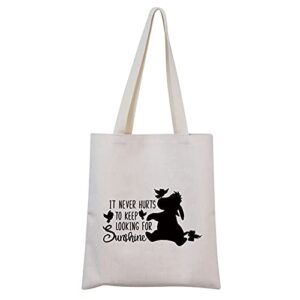 tsotmo donkey quote canvas tote bags novelty canvas tote bags it never hurts to keep looking for sunshine inspiration gift (sunshine canvas)