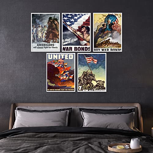 WW2 Poster WW2 Propaganda Poster WW2 Memorabilia - Set of 5 (8x10") Military Posters WW2 Posters WW2 Wall Art Army Poster, World War 2 Poster Propaganda Posters WW2 Wall Decor WWII Posters - Unframed
