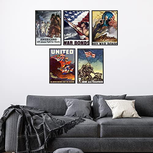 WW2 Poster WW2 Propaganda Poster WW2 Memorabilia - Set of 5 (8x10") Military Posters WW2 Posters WW2 Wall Art Army Poster, World War 2 Poster Propaganda Posters WW2 Wall Decor WWII Posters - Unframed