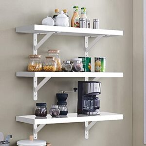 aiktota floating shelves – 15.7″ white wall shelf with metal bracket, wall mounted shelves for bathroom, living room, bedroom, kitchen, modern storage shelves decor – set of 3