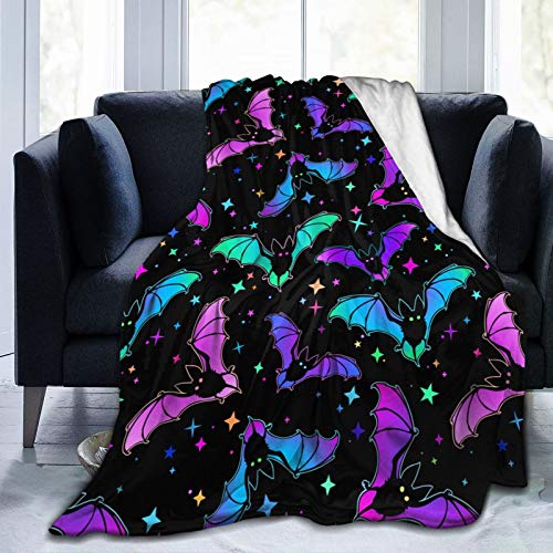 Blanket Bright Bats Stars Fleece Flannel Throw Blankets for Couch Bed Sofa Car,Cozy Soft Blanket Throw Queen King Full Size for Kids Women Adults 60"X50"