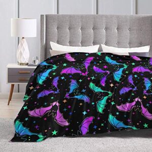 Blanket Bright Bats Stars Fleece Flannel Throw Blankets for Couch Bed Sofa Car,Cozy Soft Blanket Throw Queen King Full Size for Kids Women Adults 60"X50"