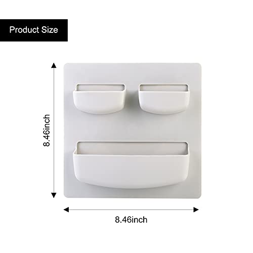 Shelves for Wall Storage Self-Adhesive Non-Drilling Wall Shelf Wall Mounted Organizer with Pockets for Bedroom Bathroom Kitchen Decor, Gray, 1PCS