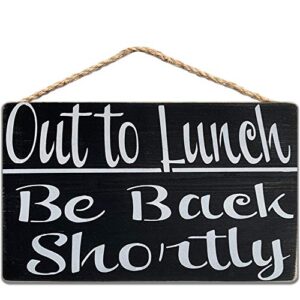 out to lunch be back shortly, dining break room,food kitchen,office work,wood sign,business sign 8×12 inch / 20×30 cm