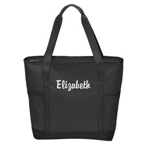 Personalized Zippered Tote| On-The-Go Monogrammed Tote Bag | Customize with a Name or Monogram (Black-Name)