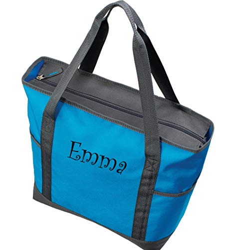 Personalized Zippered Tote| On-The-Go Monogrammed Tote Bag | Customize with a Name or Monogram (Black-Name)