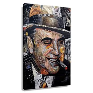 al capone poster wall art mafia gangster canvas mob painting print decor american public enemy modern artwork for living room framed size 16×24 inch(40x60cm)