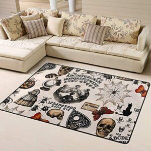 SWEET TANG Area Rugs Vintage Skull Skeleton Spider Web Witch Board Gothic Shag Rug Soft Carpet for Living Room Bedroom Indoor Dorm Floor Comfy Home Decor Mat, 60x39