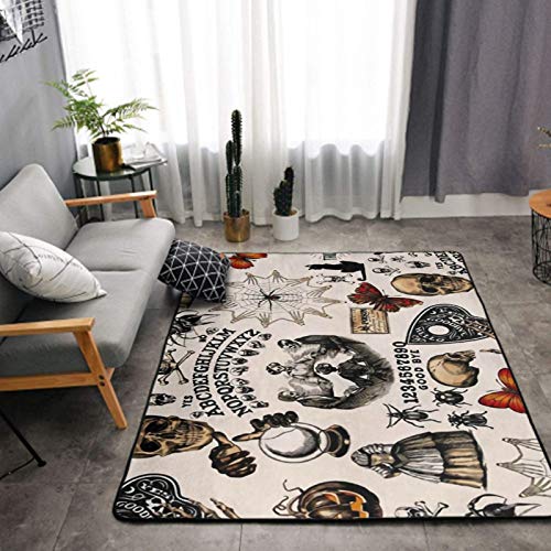 SWEET TANG Area Rugs Vintage Skull Skeleton Spider Web Witch Board Gothic Shag Rug Soft Carpet for Living Room Bedroom Indoor Dorm Floor Comfy Home Decor Mat, 60x39