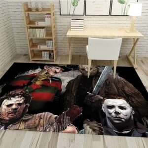 horror movie characters floor rugs, area soft rugs bedroom living room, floor mat, non slip rugs, movie lover rugs, horror rugs (31.5×47.2in)