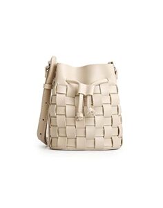 tijn woven bucket bag for women luxury satchel handbag with vegan leather crossbody bag,cream(ailin)