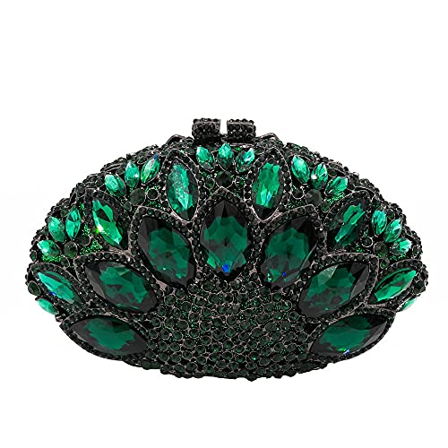 Boutique De FGG Women Peacock Clutch Crystal Evening Bags Bridal Wedding Rhinestone Handbags Cocktail Purse (Small,Green)