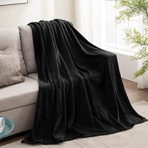 bedelite fleece blankets black throw blankets for couch & bed, plush cozy fuzzy blanket 50″ x 60″, super soft & warm blankets for spring and summer