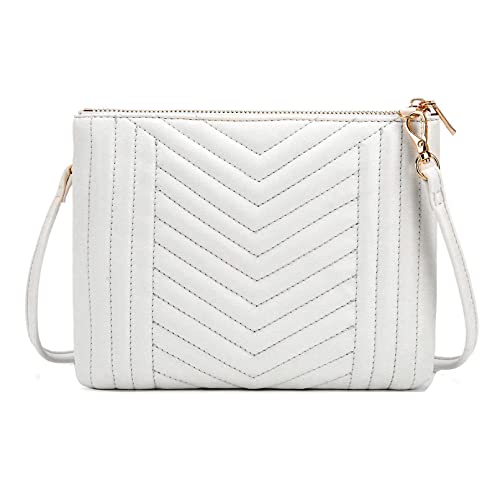 AMELIE GALANTI womens small crossbody strap handbag bag,Soft Leather Fabric Delicate Durable Fashion Design (White)