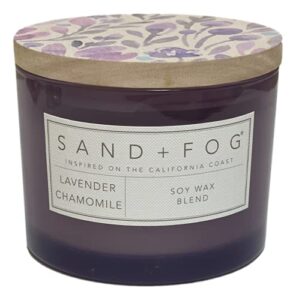 sand + fog lavender chamomile scented candle, double wick, 12 oz (purple)